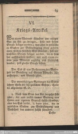 VI. Kriegs-Artikel