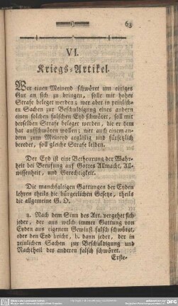 VI. Kriegs-Artikel