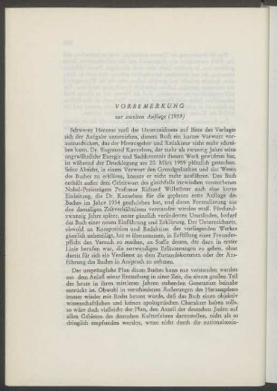 Vorbemerkung zur zweiten Auflage (1959)