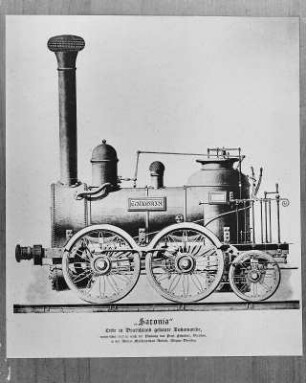 Saxonia, die erste in Deutschland gebaute Lokomotive. Zeichnung