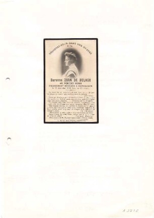 Bulach, Zorn geb. Mercedes Heeren (Baronin Zorn de Bulach)