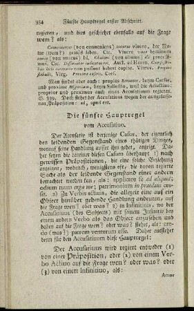 Die fünfte Hauptregel vom Accusativo.