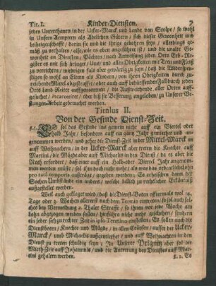 Titulus II. Von der Gesinde Dienst-Zeit