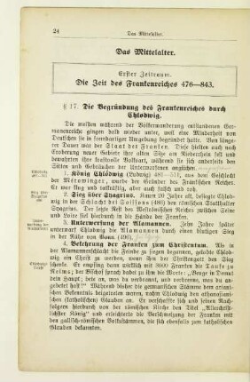 Erster Zeitraum. Die Zeit des Frankenreiches 476 - 843