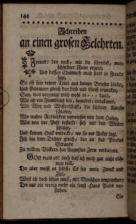 Schreiben an einen grosen Gelehrten.