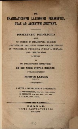 De grammaticorum latinorum praeceptis, quae ad accentum spectant