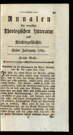 Sechste Woche