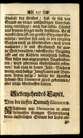Siebenzehendes Capitl. Von der tieffen Demuth Eleonorae