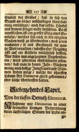 Siebenzehendes Capitl. Von der tieffen Demuth Eleonorae