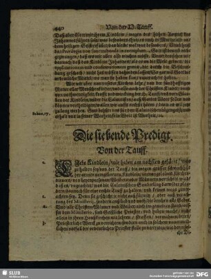 Die siebende Predigt. Von der Tauff