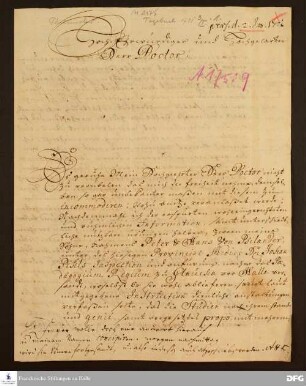 Brief von Gustaff v. Psilander an August Hermann Francke.
