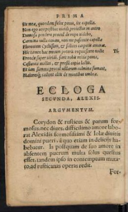 Ecloga Secunda, Alexis.