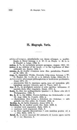 IX. Biograph. Varia