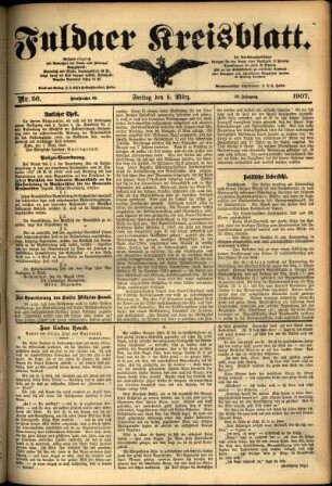 Ausgabe vom Freitag, den 08. März 1907.