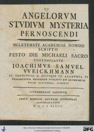 Angelorvm Stvdivm Mysteria Pernoscendi