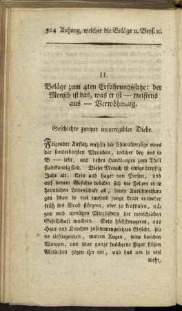 II. Beläge zum 4ten Erfahrungssatze: [...].