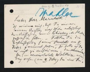 Briefkarte an Max Marschalk : [1907]