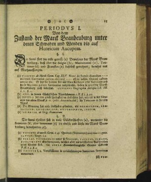 Periodus I. Von dem Zustand der Marck Brandenburg unter denen Schwaben und Wenden bis auf Henricum Aucupem
