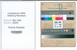 Entnazifizierung Elisabeth Schmitt , geb. 19.08.1895 (Sekretaerin)