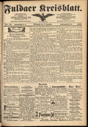 Zweite Ausgabe vom Mittwoch, den 02. Dezember 1903.