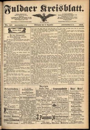 Zweite Ausgabe vom Mittwoch, den 02. Dezember 1903.