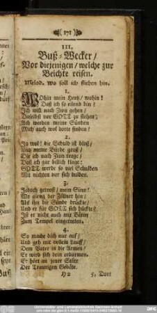 111. Buß-Wecker, Vor diejenigen, welche zur Beichte reisen.