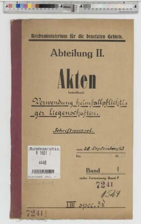 Verwendung heimfallpflichtiger Liegenschaften. Schriftwechsel