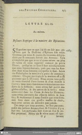 Lettre XLII. Au même