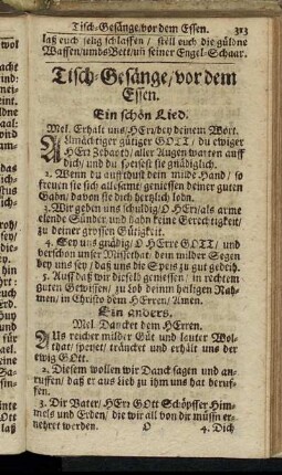 Tisch-Gesänge/ vor dem Essen.