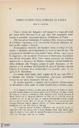 Cenni Storici sull’Abbazia di Farfa, per E. Carusi