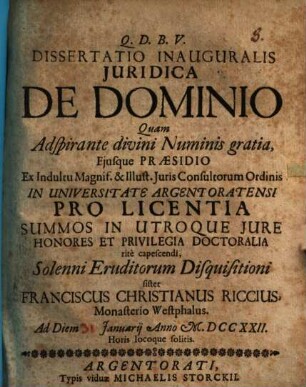 Diss. inaug. iur. de dominio