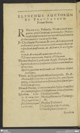 Elenchus Auctorum Et Tractatuum