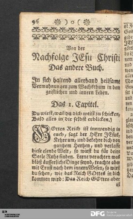 Von der Nachfolge JEsu Christi Das andere Buch. In sich haltend allerhand heilsame Vermahnungen...