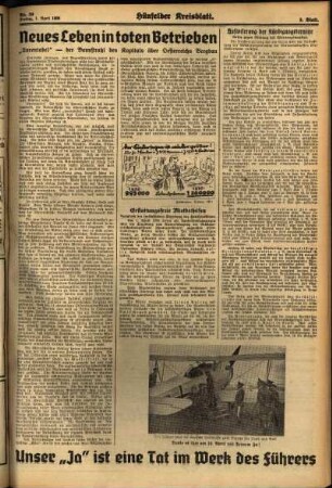 Dritte Ausgabe vom Freitag, den 01. April 1938.