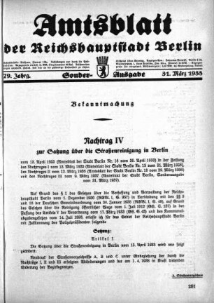 Sonder-Ausgabe, 31. März 1938