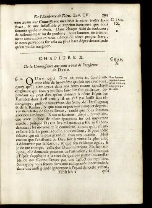 Chapitre X. De la Connoissance que nous avons de l' existence de Dieu