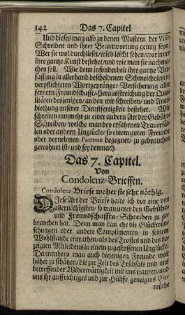 Das 7. Capitel. Von Condolenz-Brieffen.