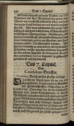 Das 7. Capitel. Von Condolenz-Brieffen.