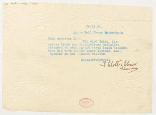 Brief an Emil Kross : 24.11.1911