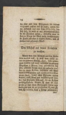 Den Alkahest aus denen Kräutern zu machen