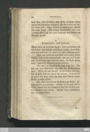 9. Flüchtigkeit des Lebens.