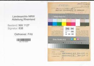 Entnazifizierung Fritz Osthoever , geb. 11.08.1901 (Lehrer)