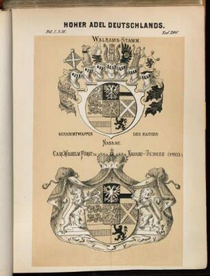 Taf. 208. Walrams -Stamm. Gesammtwappen Des Hauses Nassau. - Carl Wilhelm Fürst zu Nassau-Usingen († 1803.)