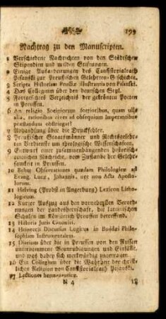 Nachtrag zu den Manuscripten