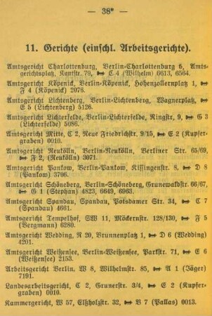 11. Gerichte (einschl. Arbeitsgerichte)