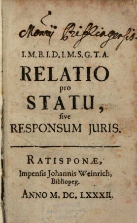 Relatio pro statu sive responsum iuris