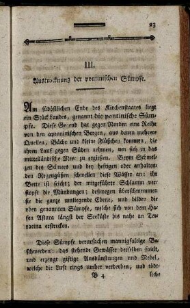 III. Austrocknung der pontinischen Sümpfe.