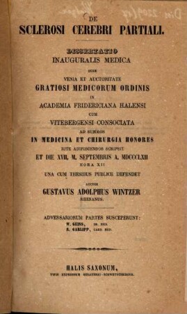 De sclerosi cerebri partiali : Diss. inaug. med.