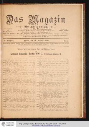 Neuerwerbungen des Antiquariats von Conrad Skopnik