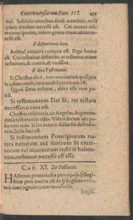 Cap. XI. De Fallaciis.
